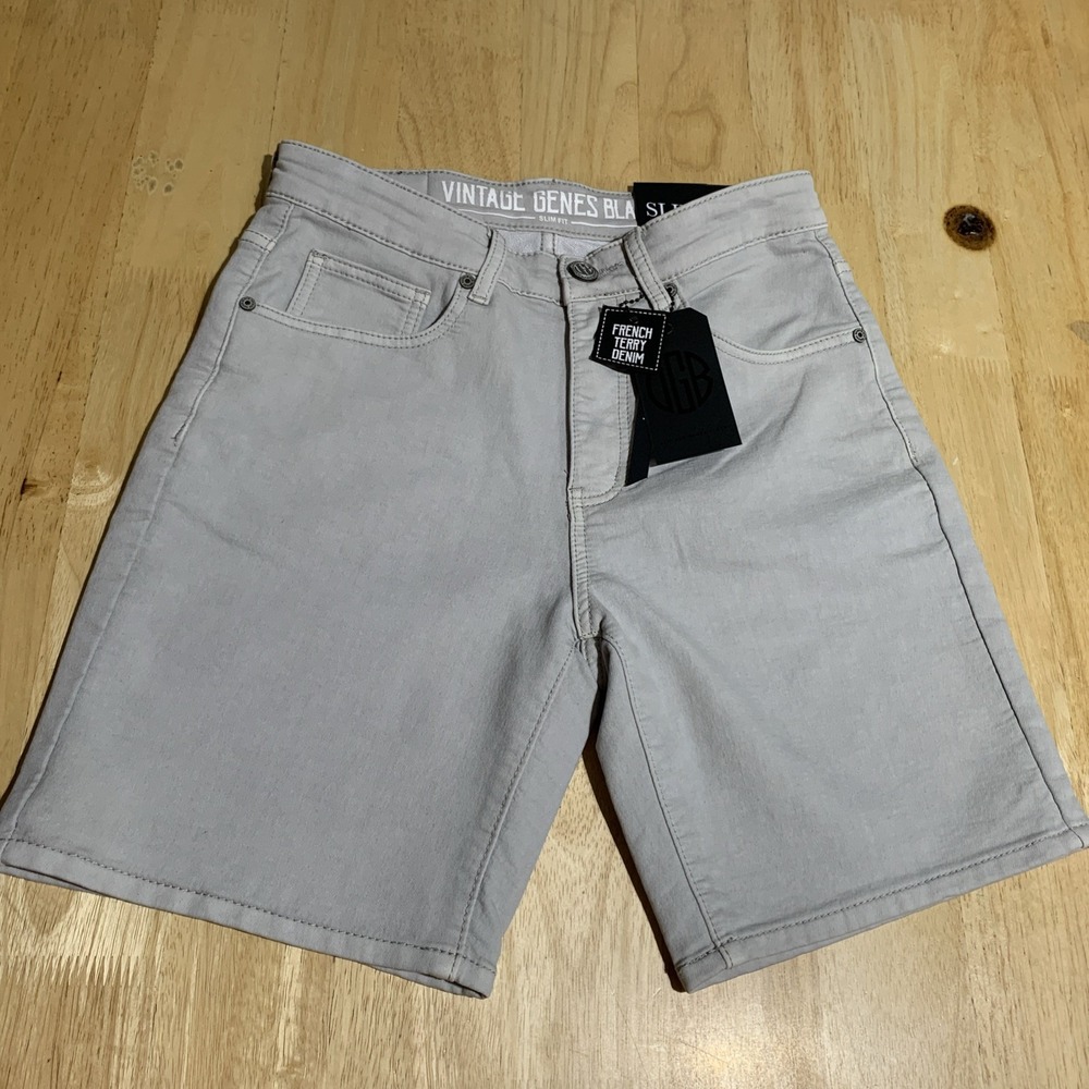VGB Vintage Genes Black Slim Fit Comfort French Terry Denim Shorts Men's W28X8